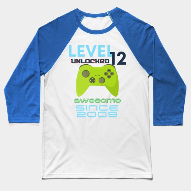 Level 12 Unlocked Awesome 2009 Video Gamer Baseball T-Shirt by Fabled Rags 